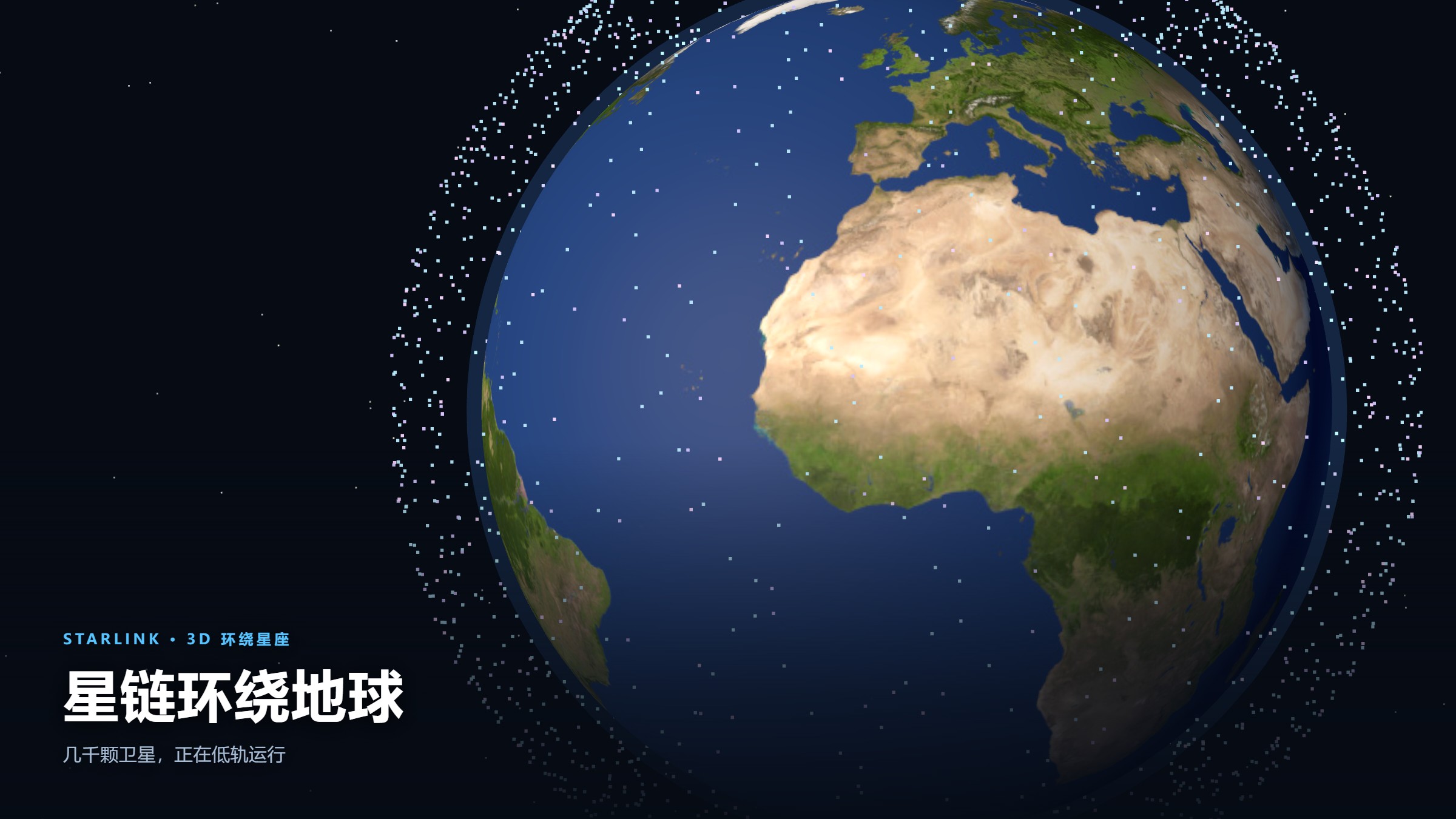 星链环绕地球 · 3D 实时星座互动地图
